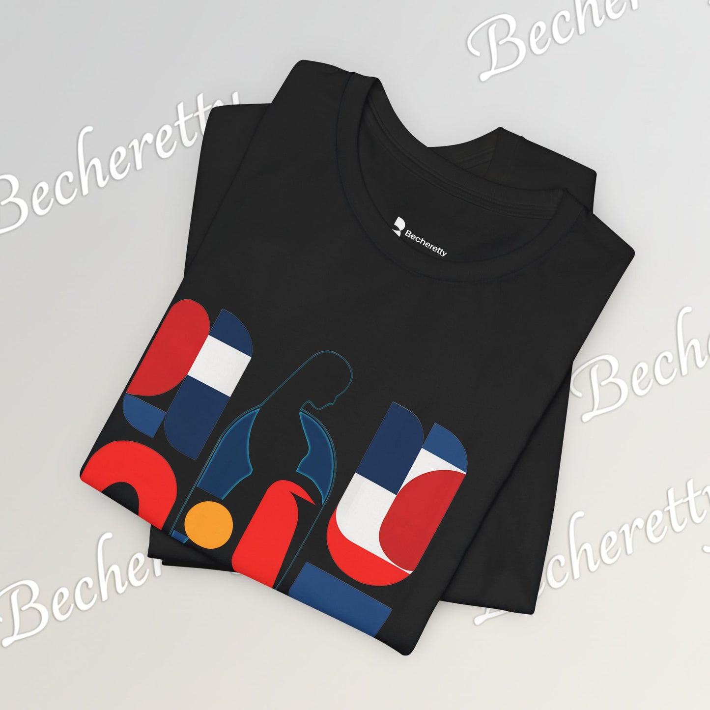Luminous Silhouette T-Shirt - Bauhaus-inspired geometric shapes - Art Graphic Minimalist Becheretty