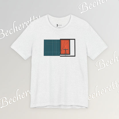 Minimalist Window Sunset T‑Shirt — Modern Geometric Home Vibe Tee - Art Graphic Becheretty