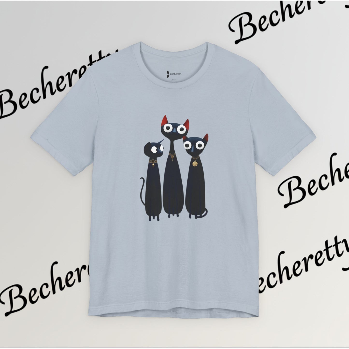 T-Shirt "Three Stylized Black Cats" | Cute Minimal Graphic Becheretty - Modern, artful touch