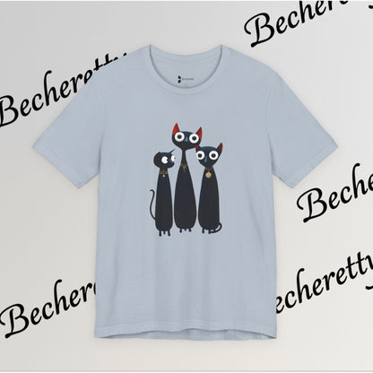 T-Shirt "Three Stylized Black Cats" | Cute Minimal Graphic Becheretty - Modern, artful touch