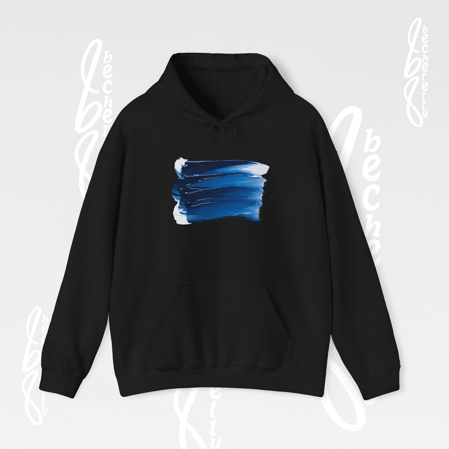 Abstract Blue Brushstroke Hoodie - Art Graphic Becheretty - Comfort and style with this Unisex Heavy Blend