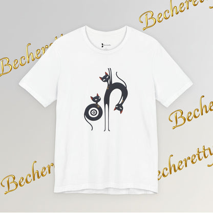 Graphic T-Shirt "Cat Trio" Design Surrealist & Minimalist Becheretty - Artful presence , casual wear.