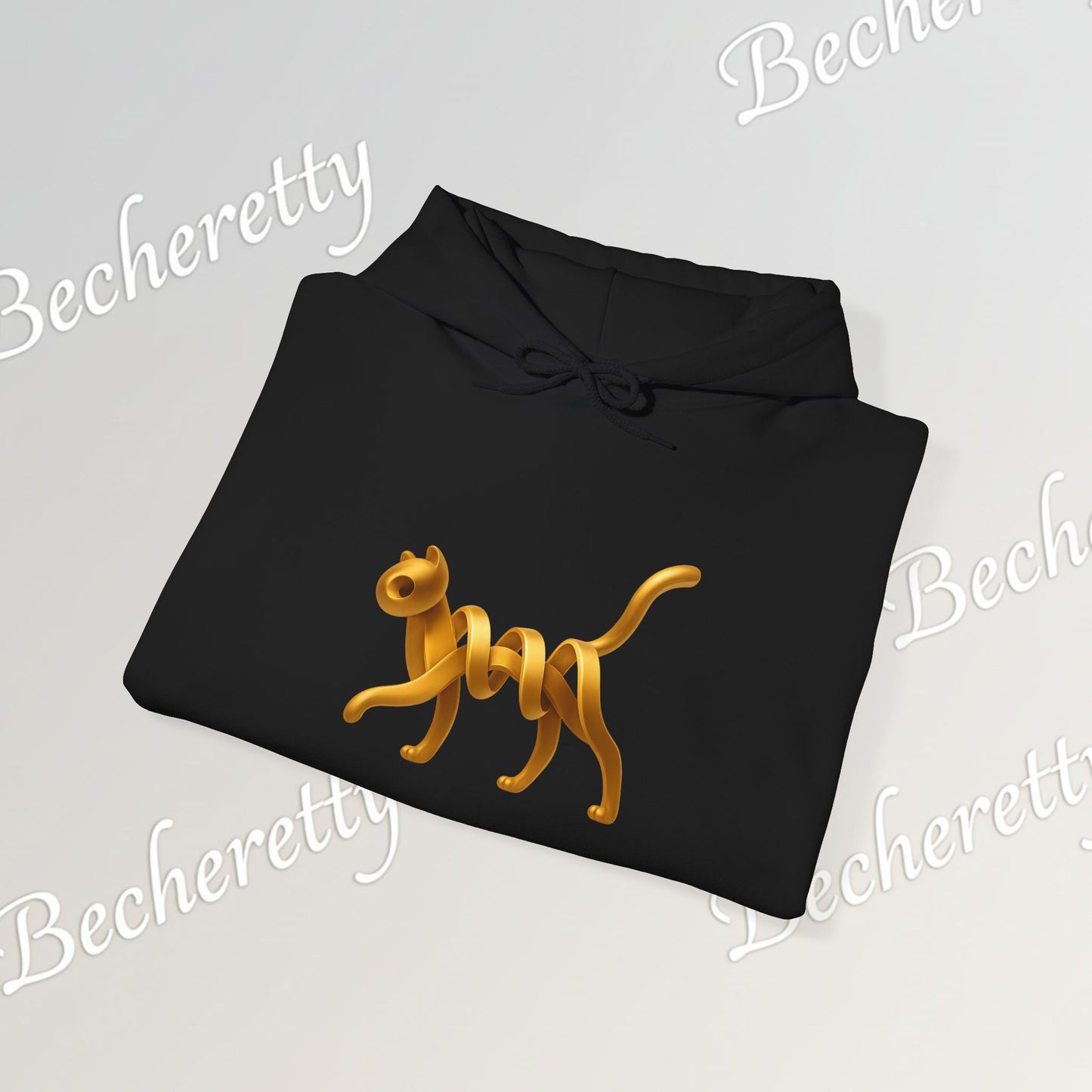 Golden Cat. Minimalist Graphic Hoodie Becheretty - Modern, and Effortlessly Etylish - Perfect for everyday wear with an artistic edge.