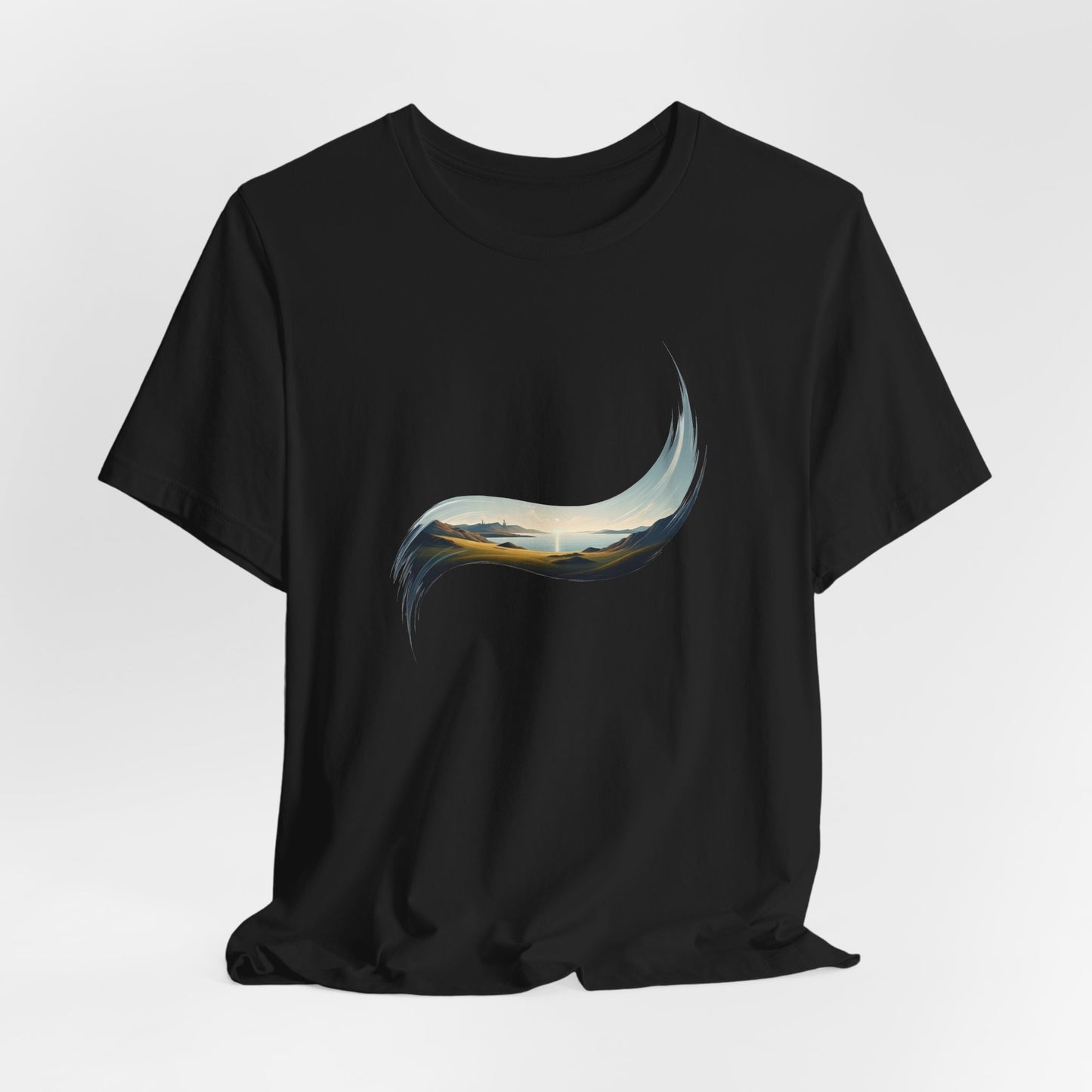 Abstract Wave Tee — Minimal Coastal Brushstroke T-Shirt Becheretty - Ideal Gift - Original Design