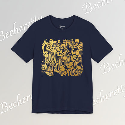 Golden Currents Tee - Abstract Organic line Art Becheretty - Abstract exploration of form and rhythm