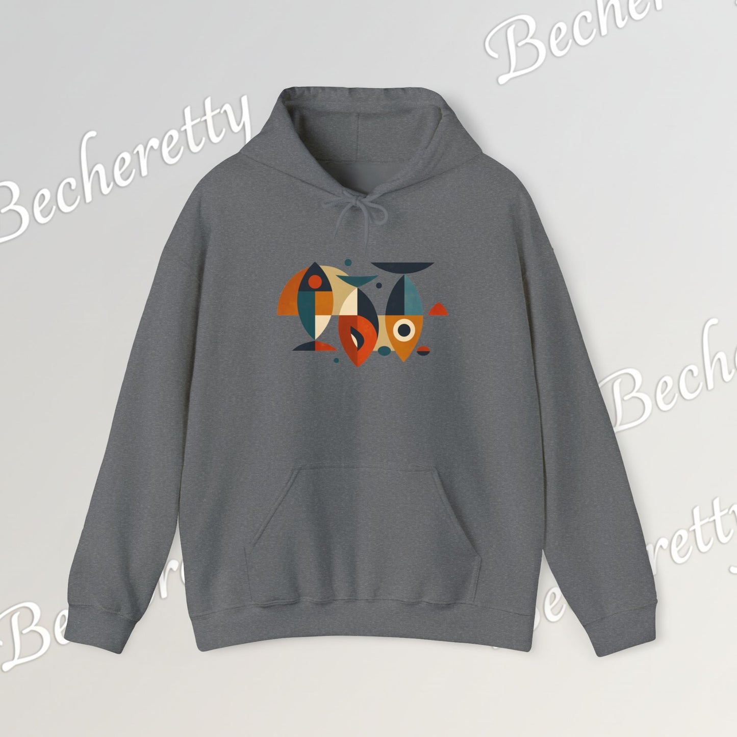 Geometric Fish Hoodie - Minimalist Graphic Becheretty, blending abstract geometric shapes