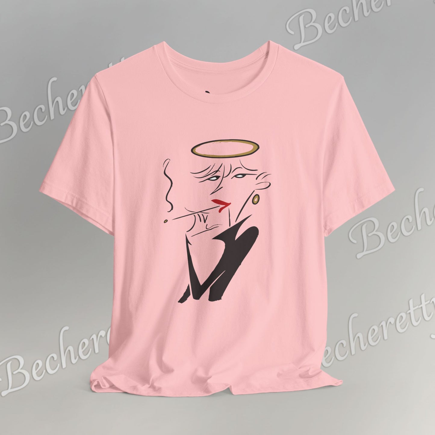 "Fallen Angel" Abstract Line Art Graphic Tee Becheretty - Channel your inner rebel with a touch of divine style