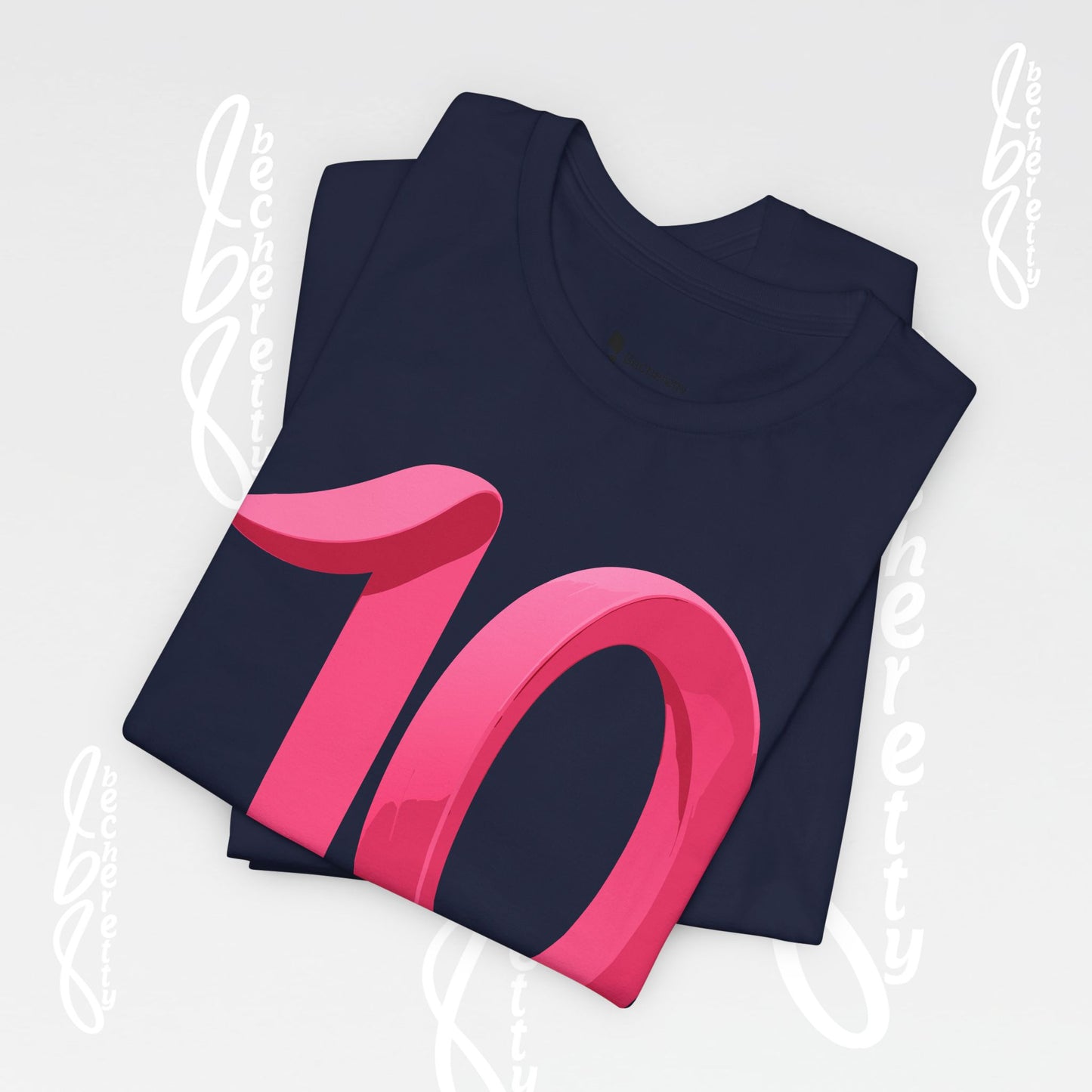 Pink Number 10 - Graphic Tee - Becheretty Minimalist Style - Everyday Comfort - Ideal Gift for Sports Lovers