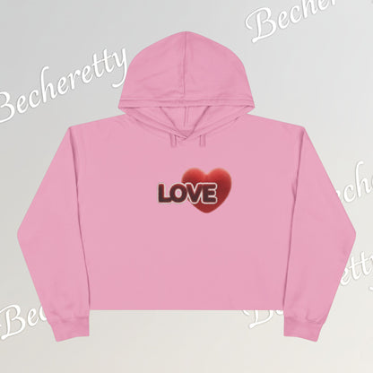 Love Heart Crop Hoodie — Plush Covered in Fur Graphic- Art Graphic Minimalist Becheretty