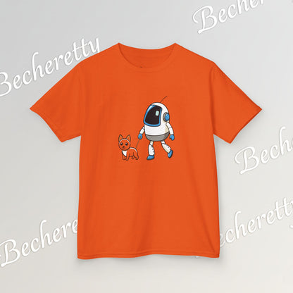 Cute Kids Robot & Dog  - T-Shirt for Youth - Art Graphic Becheretty - Gift for Children