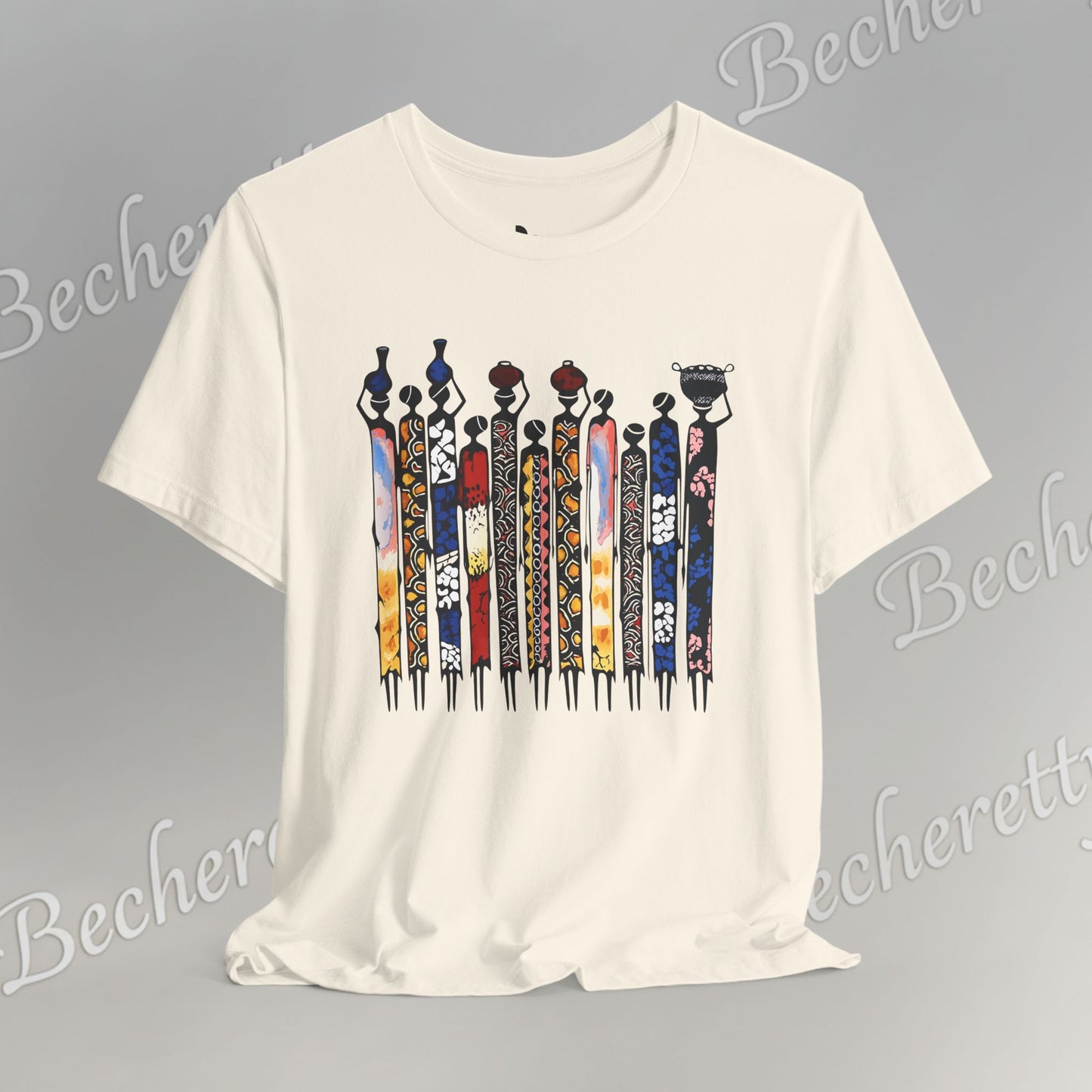 Ancestral Strides - Graphic Tee Becheretty - African tribal art style - Woven with history, worn with pride.