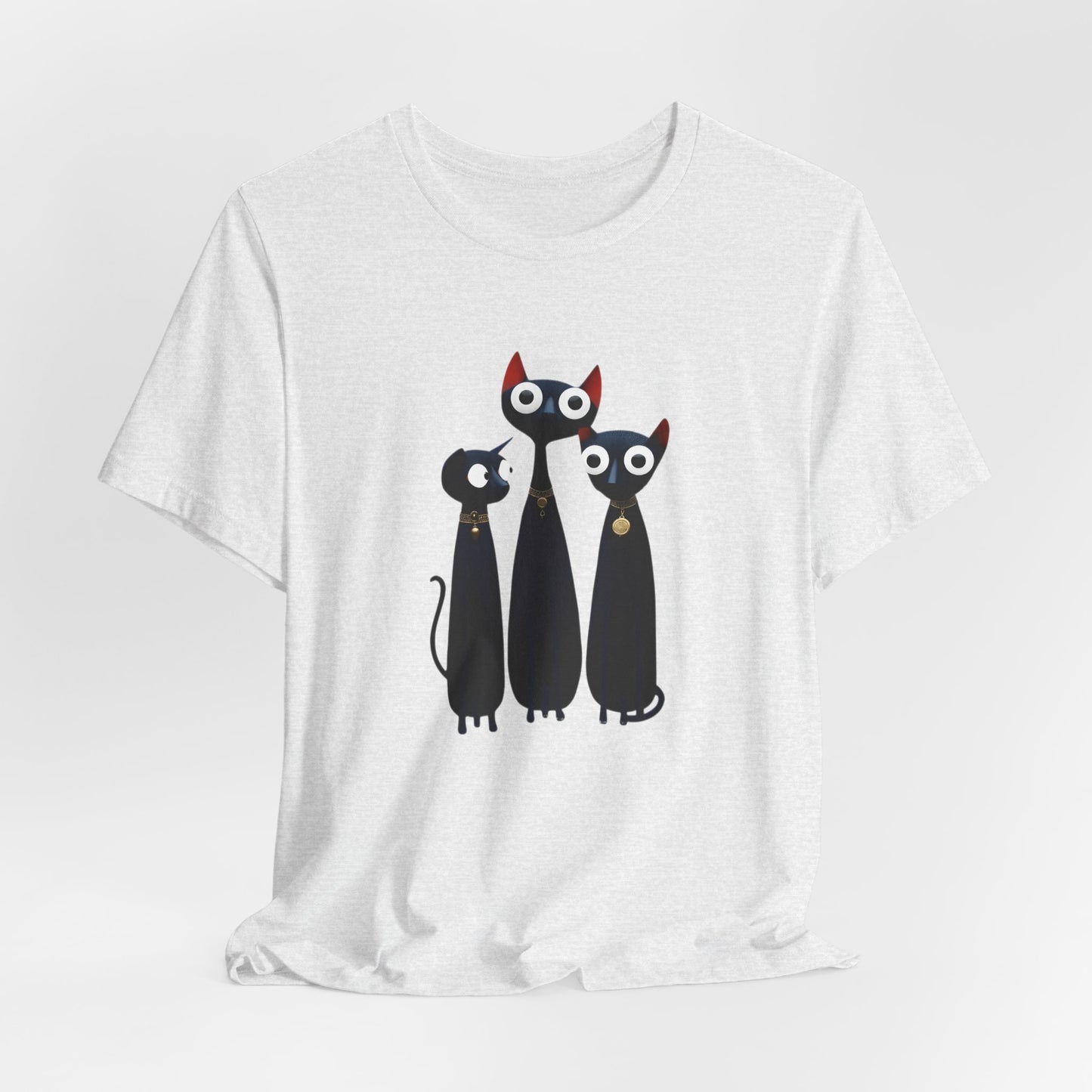 T-Shirt "Three Stylized Black Cats" | Cute Minimal Graphic Becheretty - Modern, artful touch