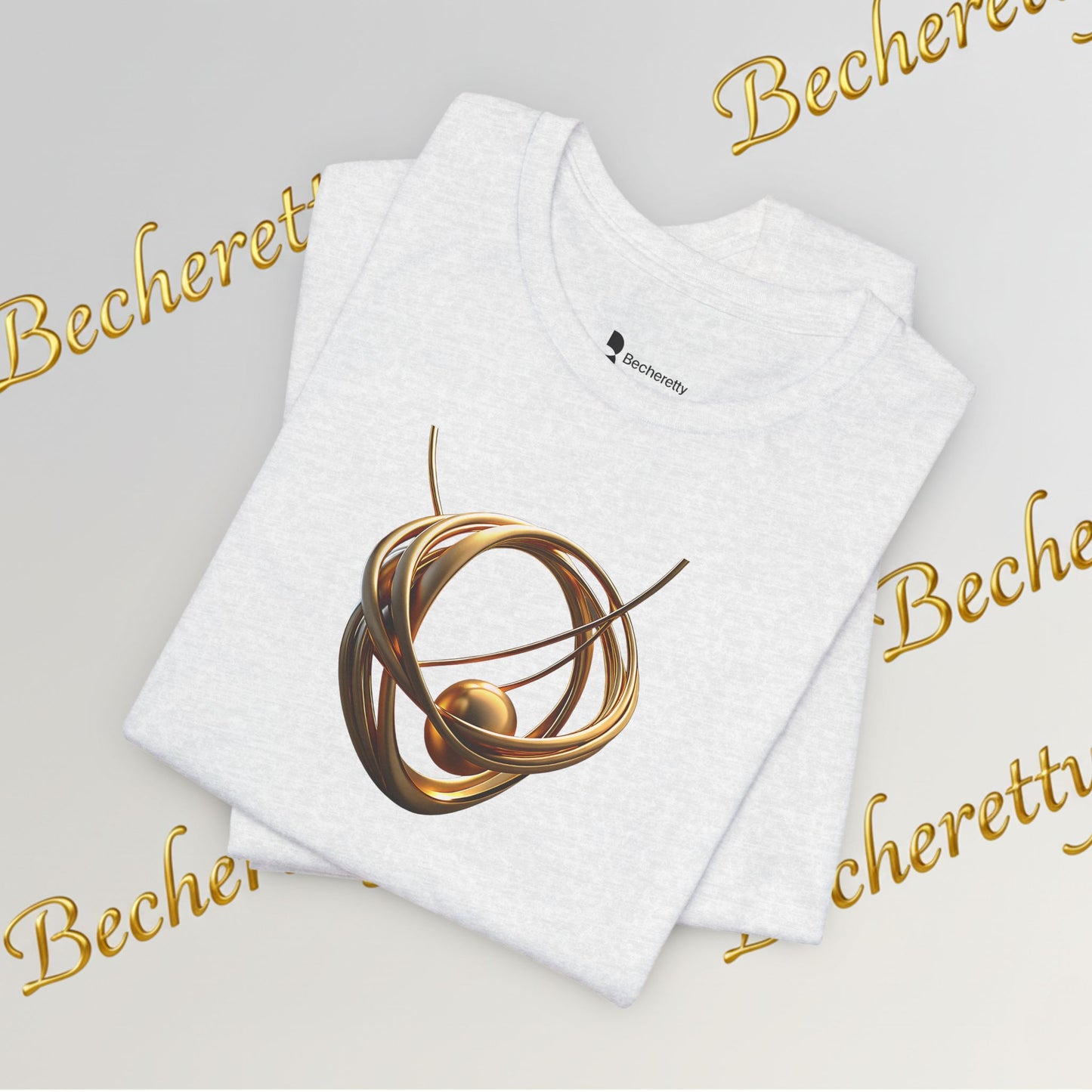 T-Shirt - Golden Abstract Orb Graphic Art Becheretty - Perfect for everyday wear with a refined, contemporary edge.