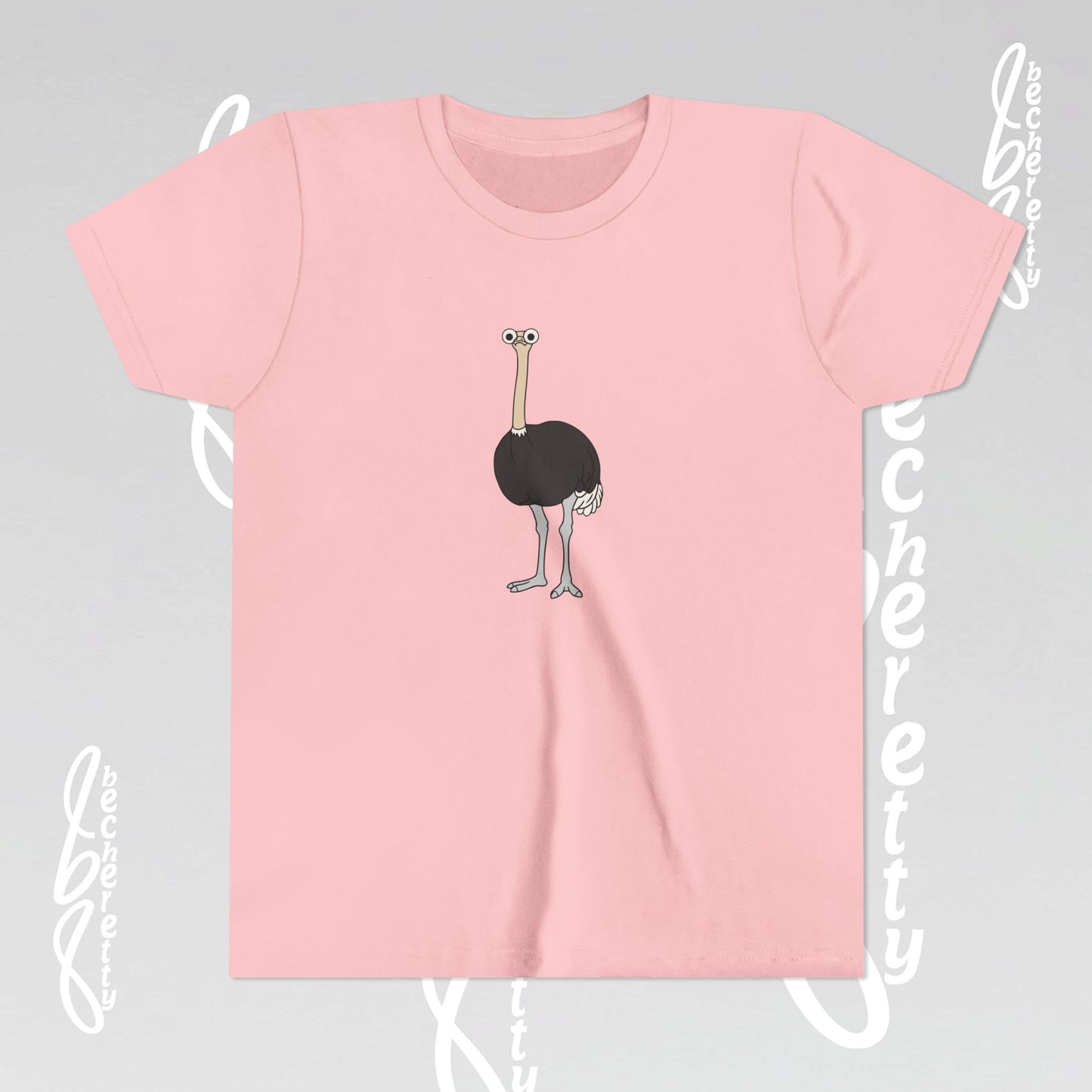 Youth Ostrich Graphic Tee - Becheretty desing for Kids, Cool Summer Top, Gift for Birthdays, Animal Lovers Tee