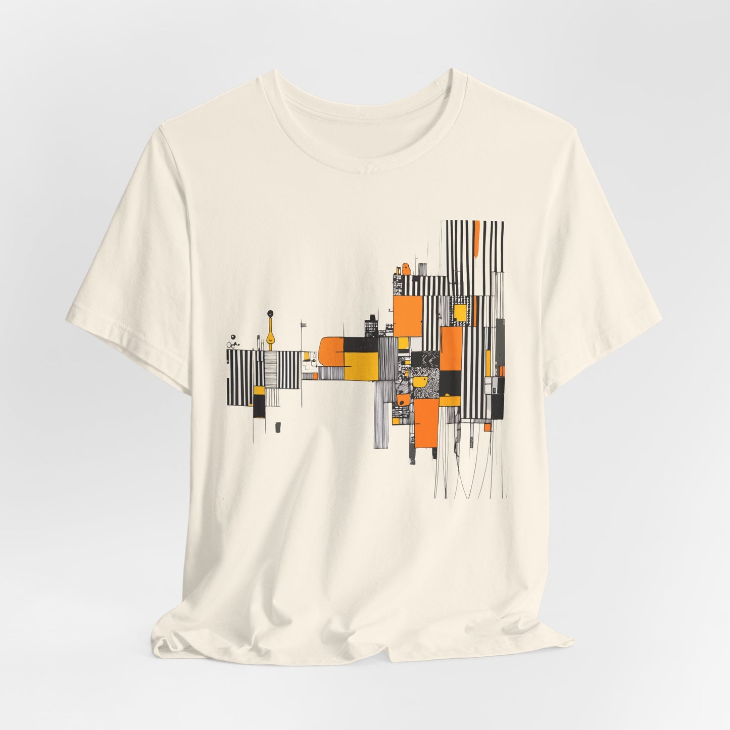 Abstract Geometric Tee - Art Graphic Becheretty - Modern Orange & Gray Cityscape Design