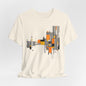 Abstract Geometric Tee - Art Graphic Becheretty - Modern Orange & Gray Cityscape Design