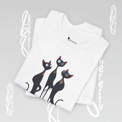 Black Cat Trio Tee – Cute Retro Cats Graphic T-Shirt - Minimalist Art Becheretty - Perfect gift for cats lovers