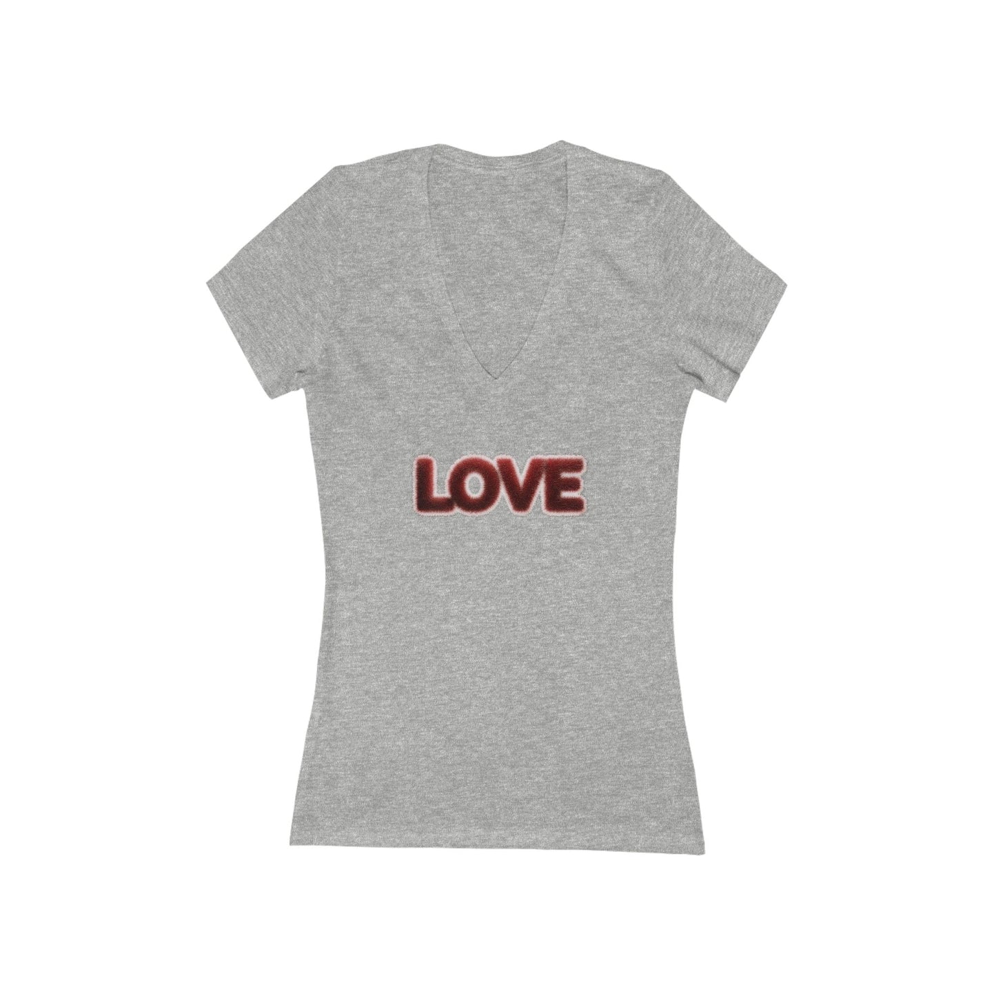LOVE Deep V-Neck Tee — Styled as a plush, fur-covered object - Art Graphic Minimalist Becheretty