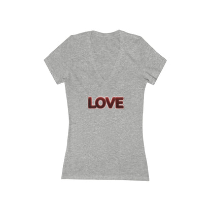 LOVE Deep V-Neck Tee — Styled as a plush, fur-covered object - Art Graphic Minimalist Becheretty