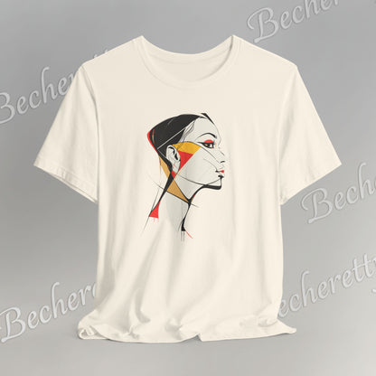 Abstract Profile Art Tee Becheretty — Minimal Geometric Woman Portrait T-Shirt