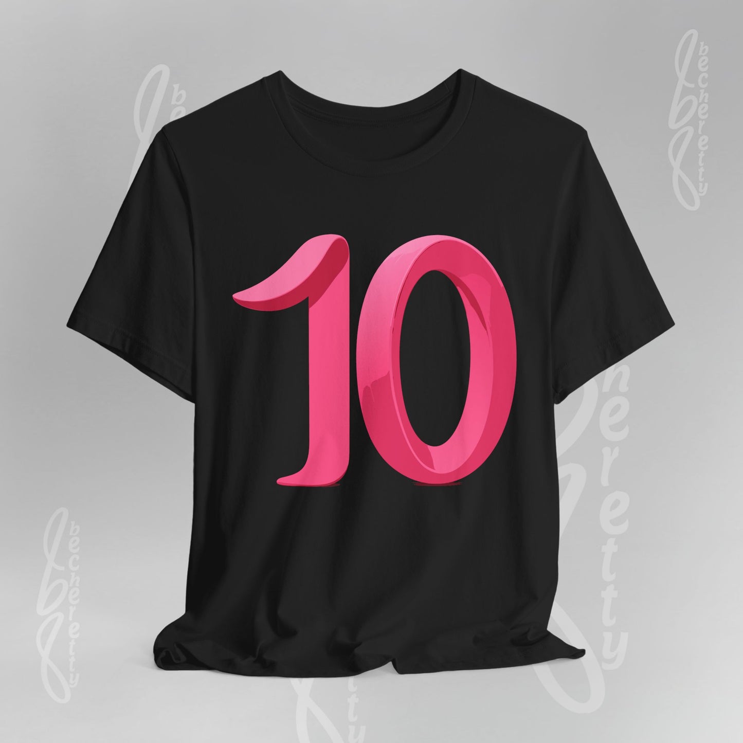 Pink Number 10 - Graphic Tee - Becheretty Minimalist Style - Everyday Comfort - Ideal Gift for Sports Lovers