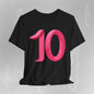 Pink Number 10 - Graphic Tee - Becheretty Minimalist Style - Everyday Comfort - Ideal Gift for Sports Lovers