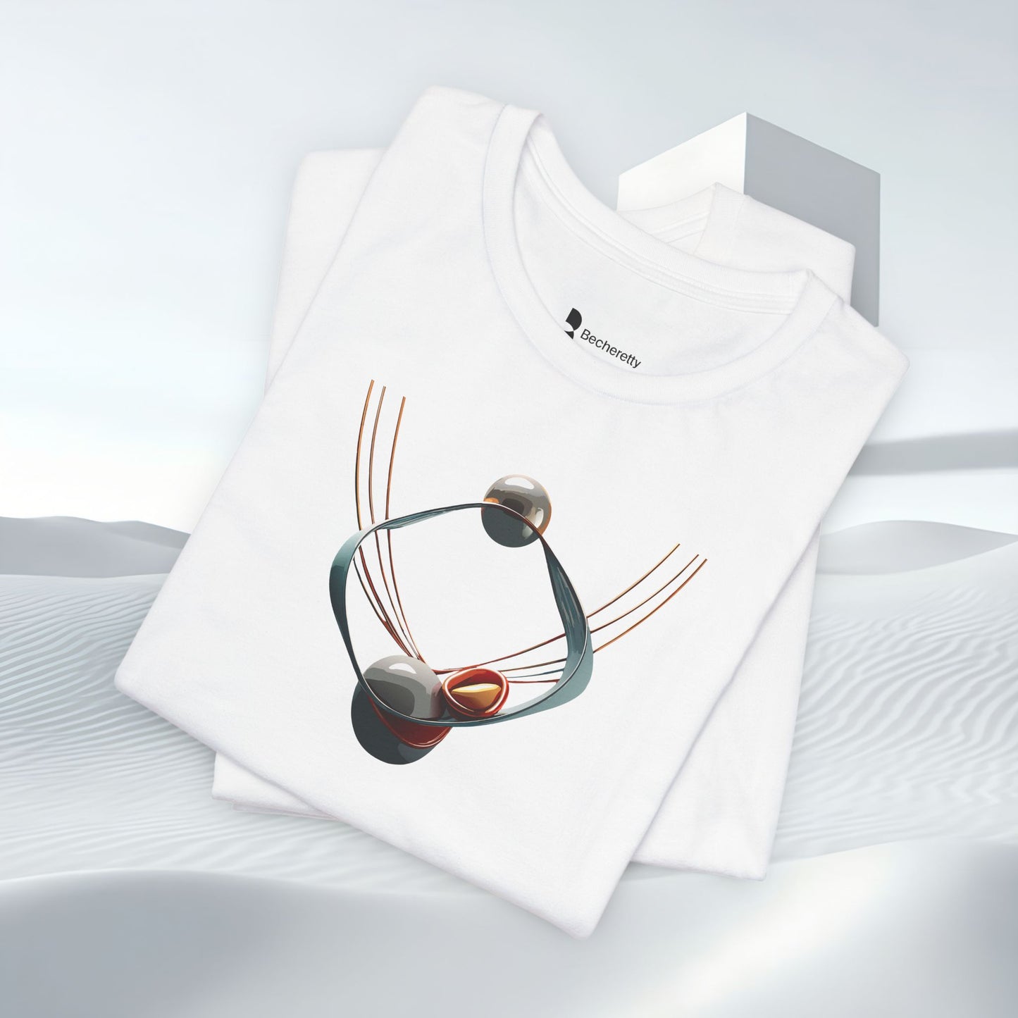 Abstract Orbital Necklace Tee - Art Graphic Minimalist Becheretty - Wearable artwork