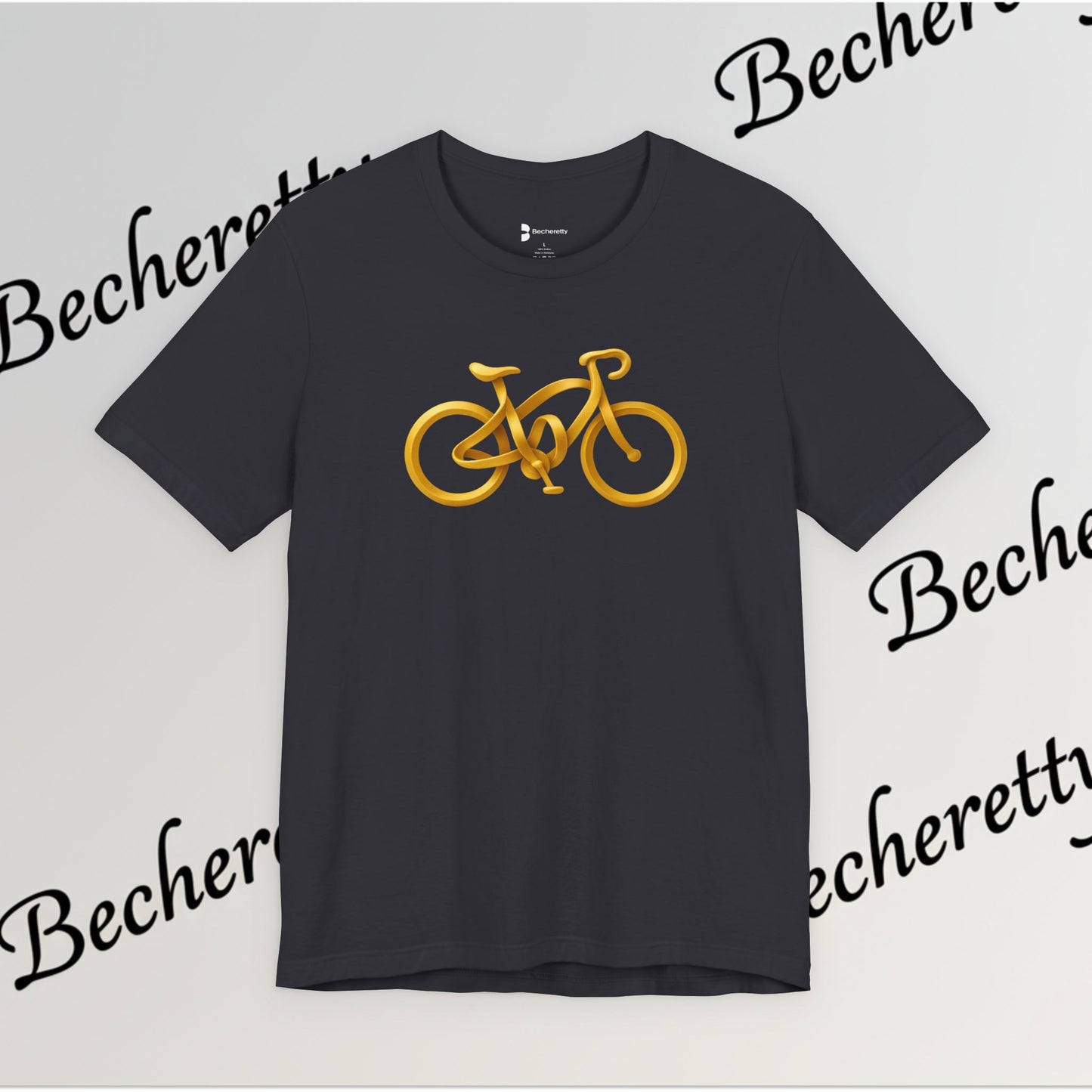 Gold Road Bike T-Shirt — Art Graphic Minimalist Becheretty - Gift Idea for Cyclist & Bike lovers