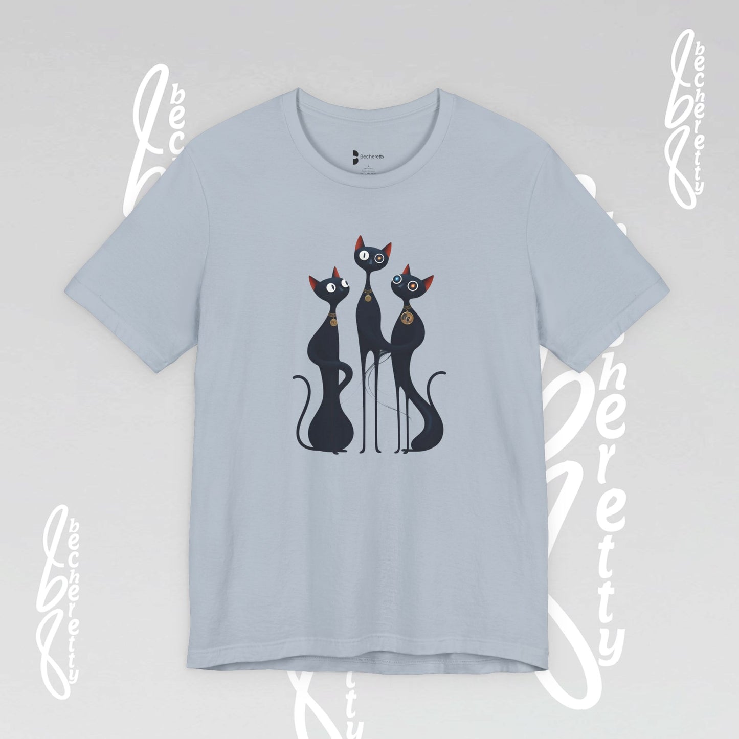Black Cat Trio Tee – Cute Retro Cats Graphic T-Shirt - Minimalist Art Becheretty - Perfect gift for cats lovers