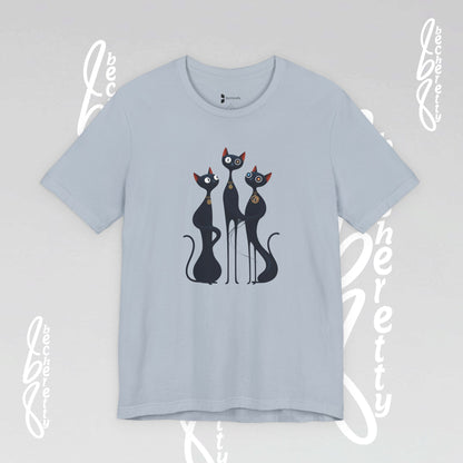 Black Cat Trio Tee – Cute Retro Cats Graphic T-Shirt - Minimalist Art Becheretty - Perfect gift for cats lovers