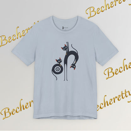Graphic T-Shirt "Cat Trio" Design Surrealist & Minimalist Becheretty - Artful presence , casual wear.