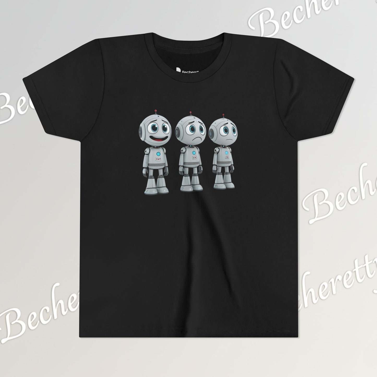 Youth T-Shirt  "Three Funny Kid Robots" Art Graphic Becheretty - Perfect for expressing your daily mood without saying a word