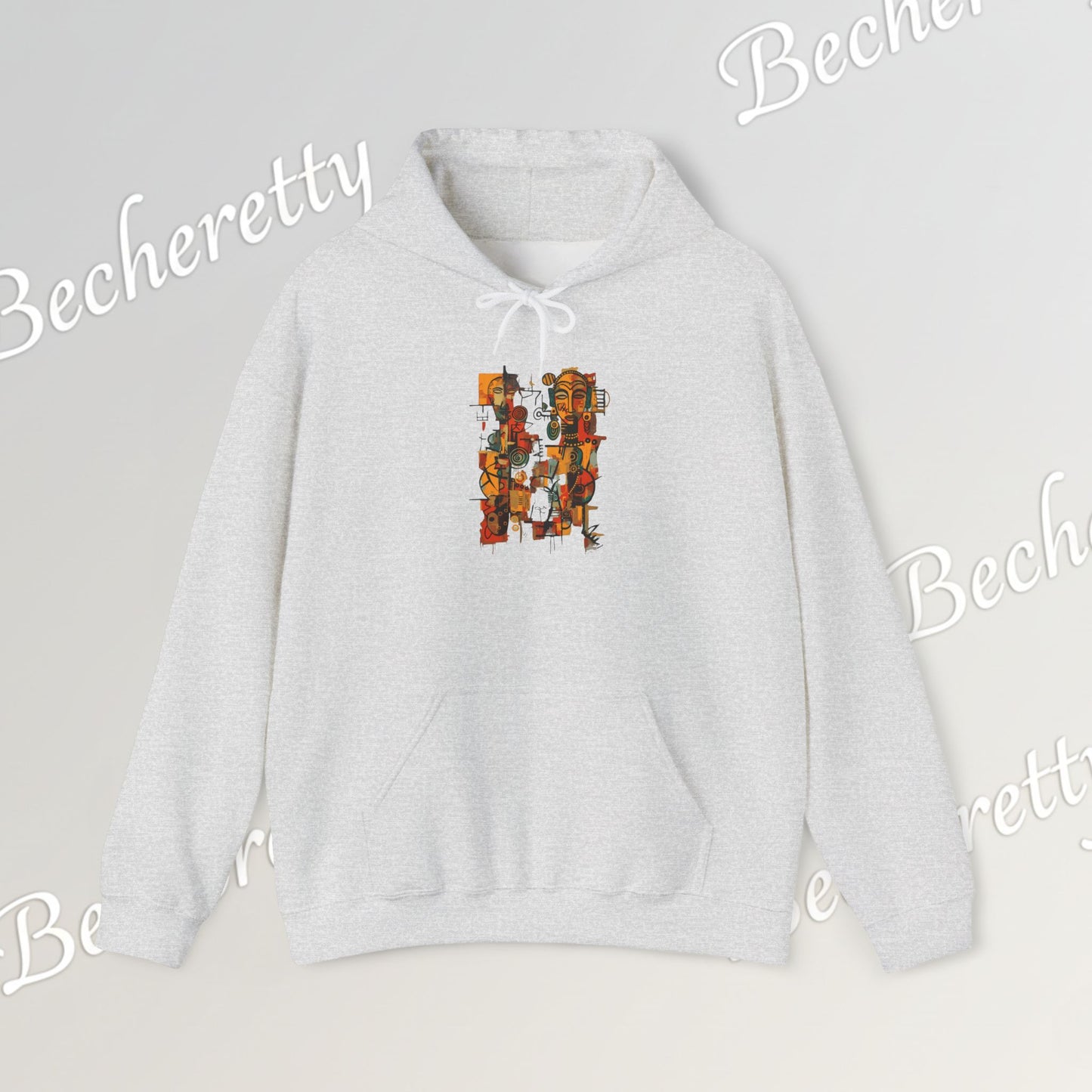 African Art Hoodie "Ancestral Echoes" Graphic Becheretty - Abstract style - Ethno-Contemporary Fashion