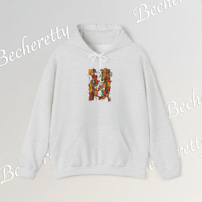 African Art Hoodie "Ancestral Echoes" Graphic Becheretty - Abstract style - Ethno-Contemporary Fashion