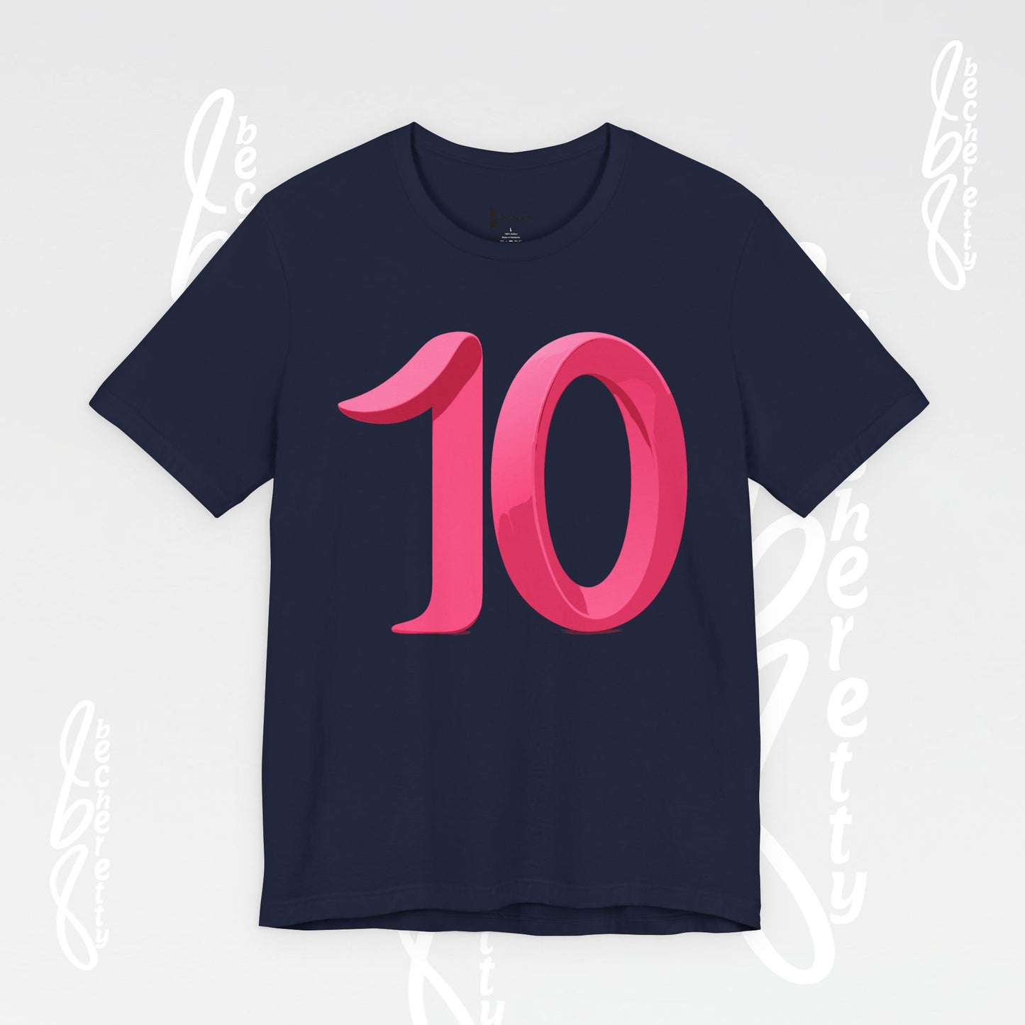 Pink Number 10 - Graphic Tee - Becheretty Minimalist Style - Everyday Comfort - Ideal Gift for Sports Lovers