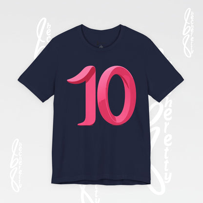 Pink Number 10 - Graphic Tee - Becheretty Minimalist Style - Everyday Comfort - Ideal Gift for Sports Lovers