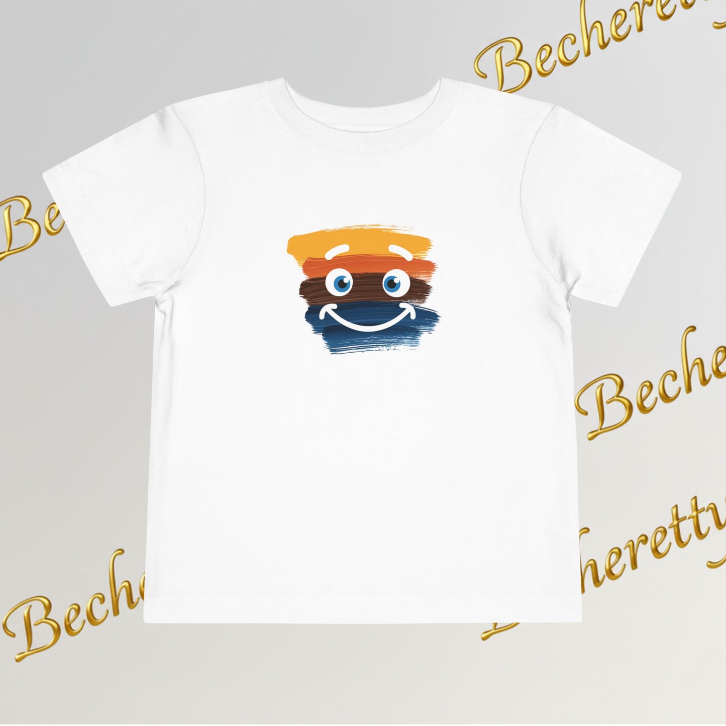 Toddler Tee Smiley Watercolor Art Graphic Minimalist Becheretty - Happy Face Kids T-Shirt