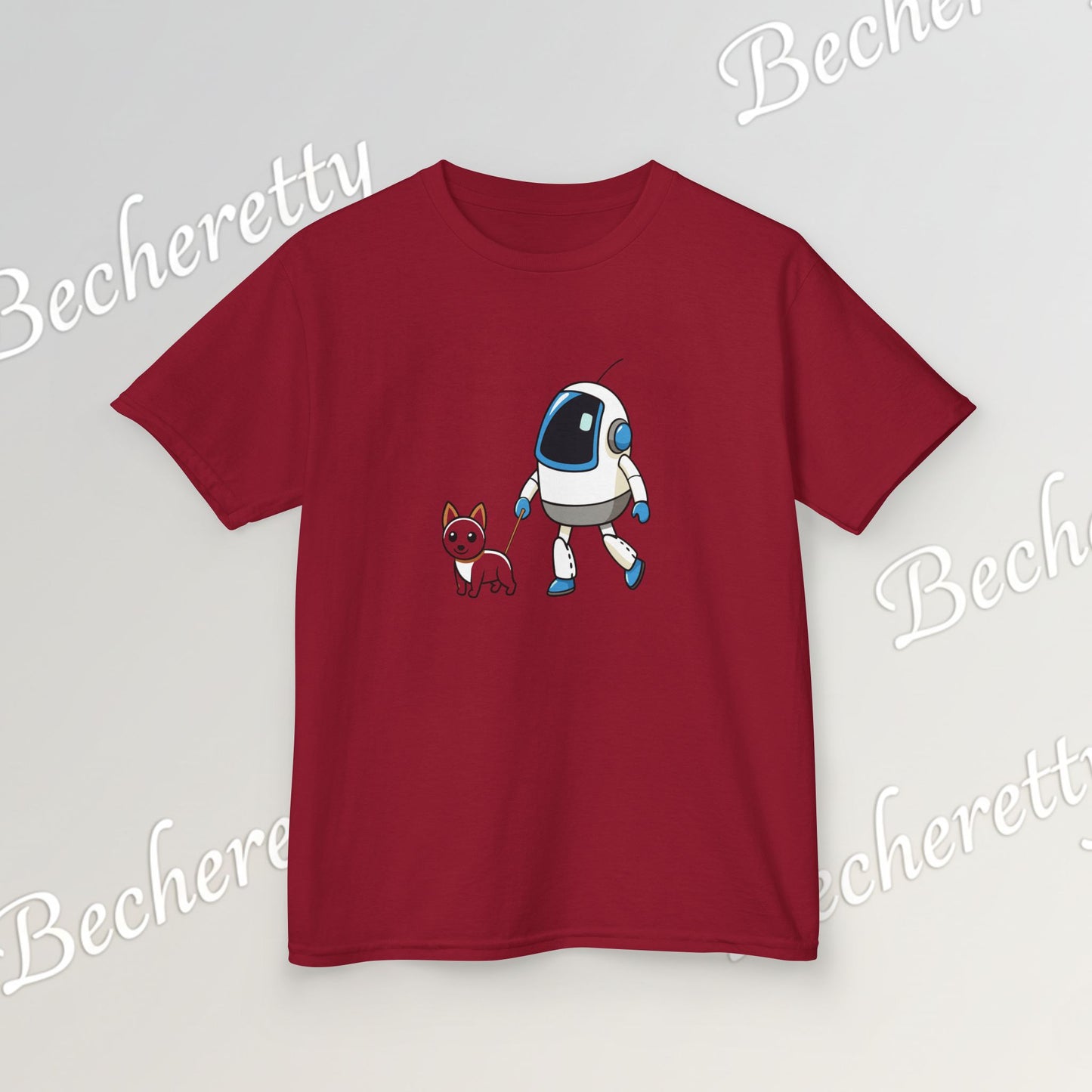 Cute Kids Robot & Dog  - T-Shirt for Youth - Art Graphic Becheretty - Gift for Children