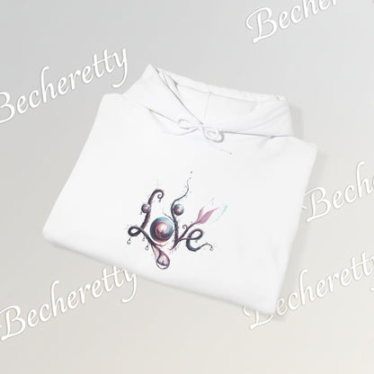 Love Floral Hoodie - Romantic Script - Art Graphic Becheretty - Perfect Gift for your loved one