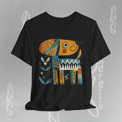 Abstract Guardian Folk Art Dog T-Shirt — Modern Canine Lover Gift