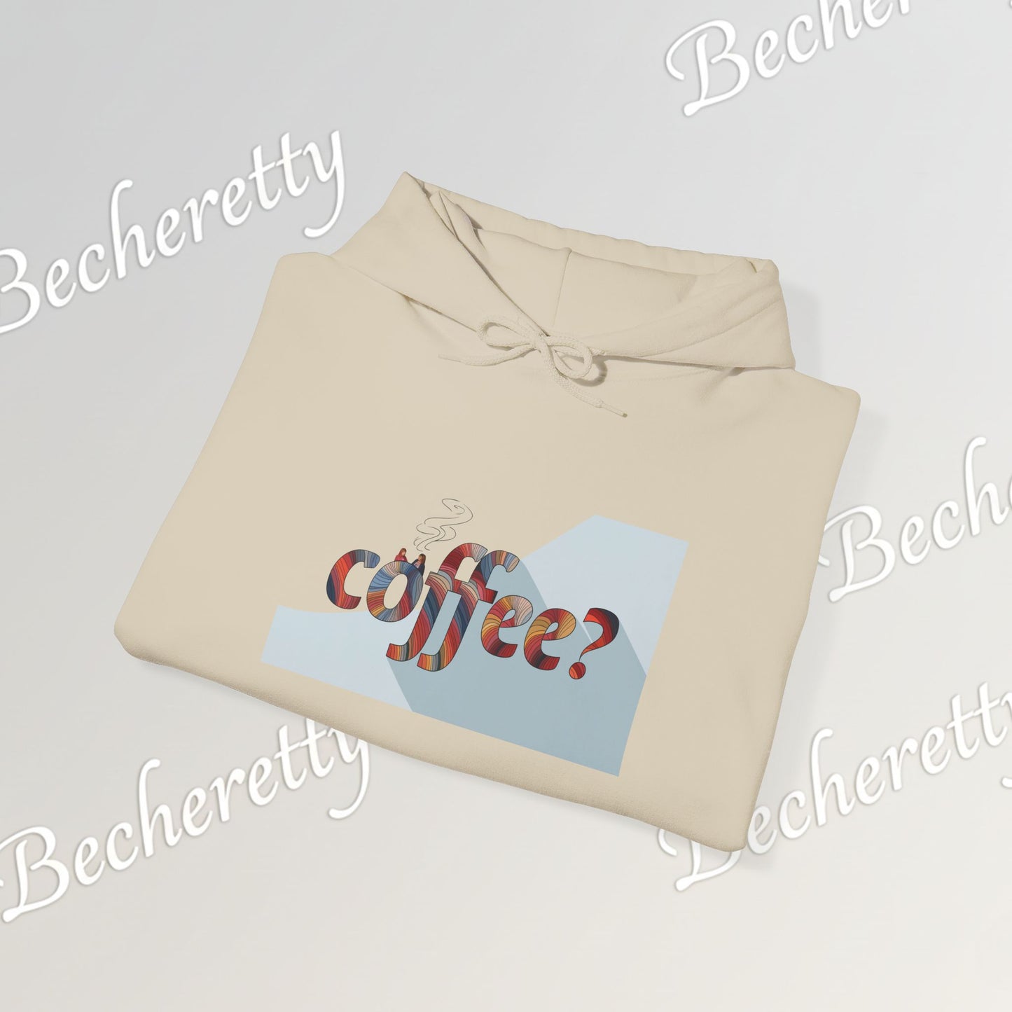Coffee? "Cozy Questions" Patterned Coffee Hoodie - Art Minimalist Becheretty - Coffee Lover Sweatshirt