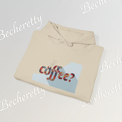 Coffee? "Cozy Questions" Patterned Coffee Hoodie - Art Minimalist Becheretty - Coffee Lover Sweatshirt