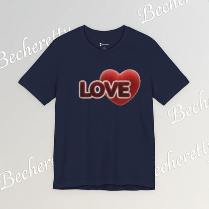 "LOVE" Plush Covered in Fur Graphic Tee - Art Minimalist Becheretty - Valentine T-Shirt - Casual Wear