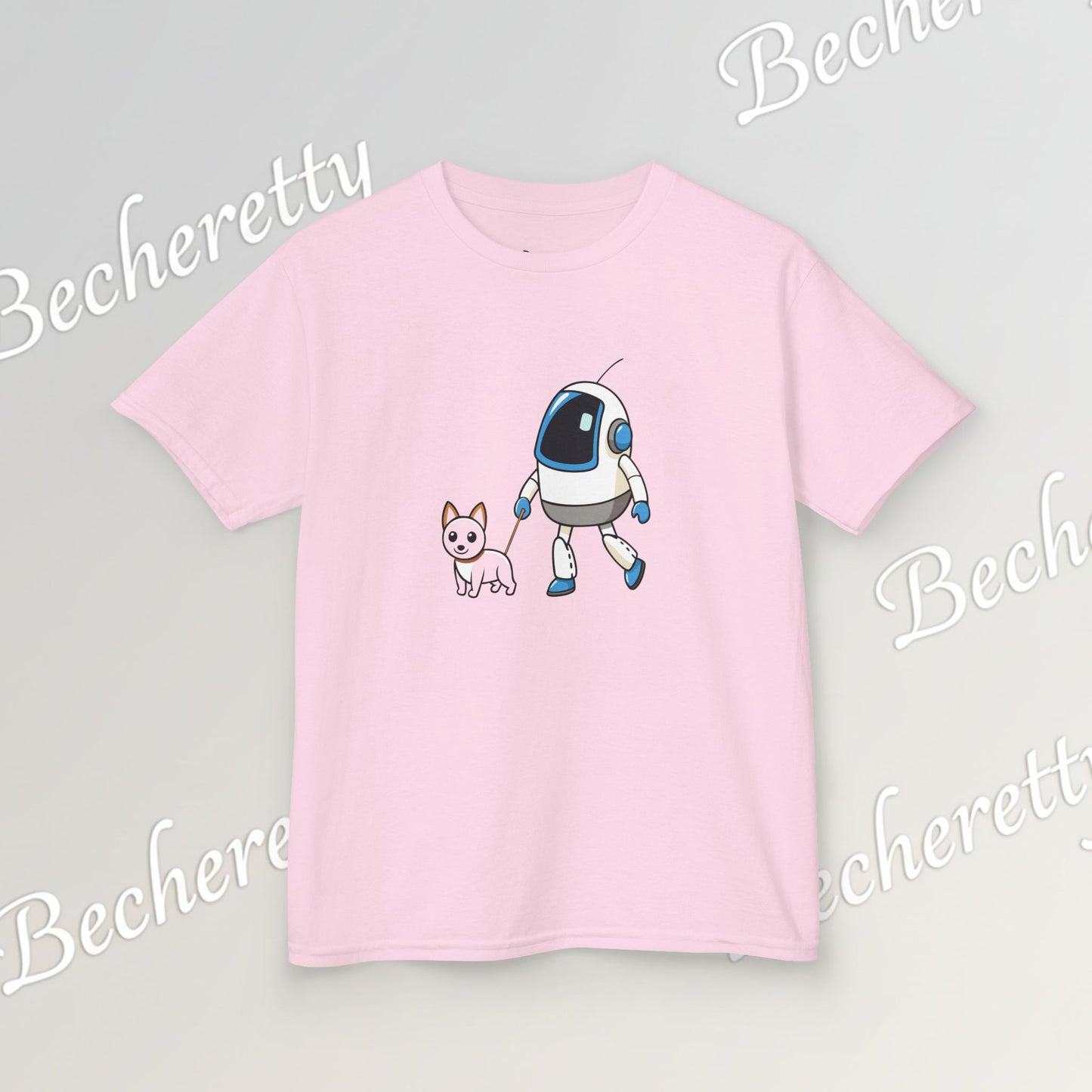 Cute Kids Robot & Dog  - T-Shirt for Youth - Art Graphic Becheretty - Gift for Children