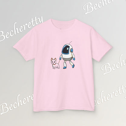 Cute Kids Robot & Dog  - T-Shirt for Youth - Art Graphic Becheretty - Gift for Children