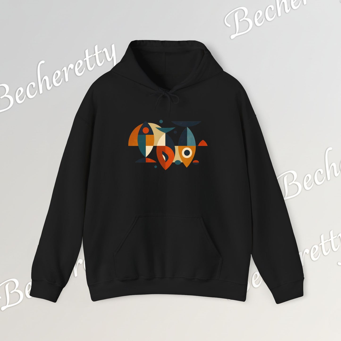 Geometric Fish Hoodie - Minimalist Graphic Becheretty, blending abstract geometric shapes