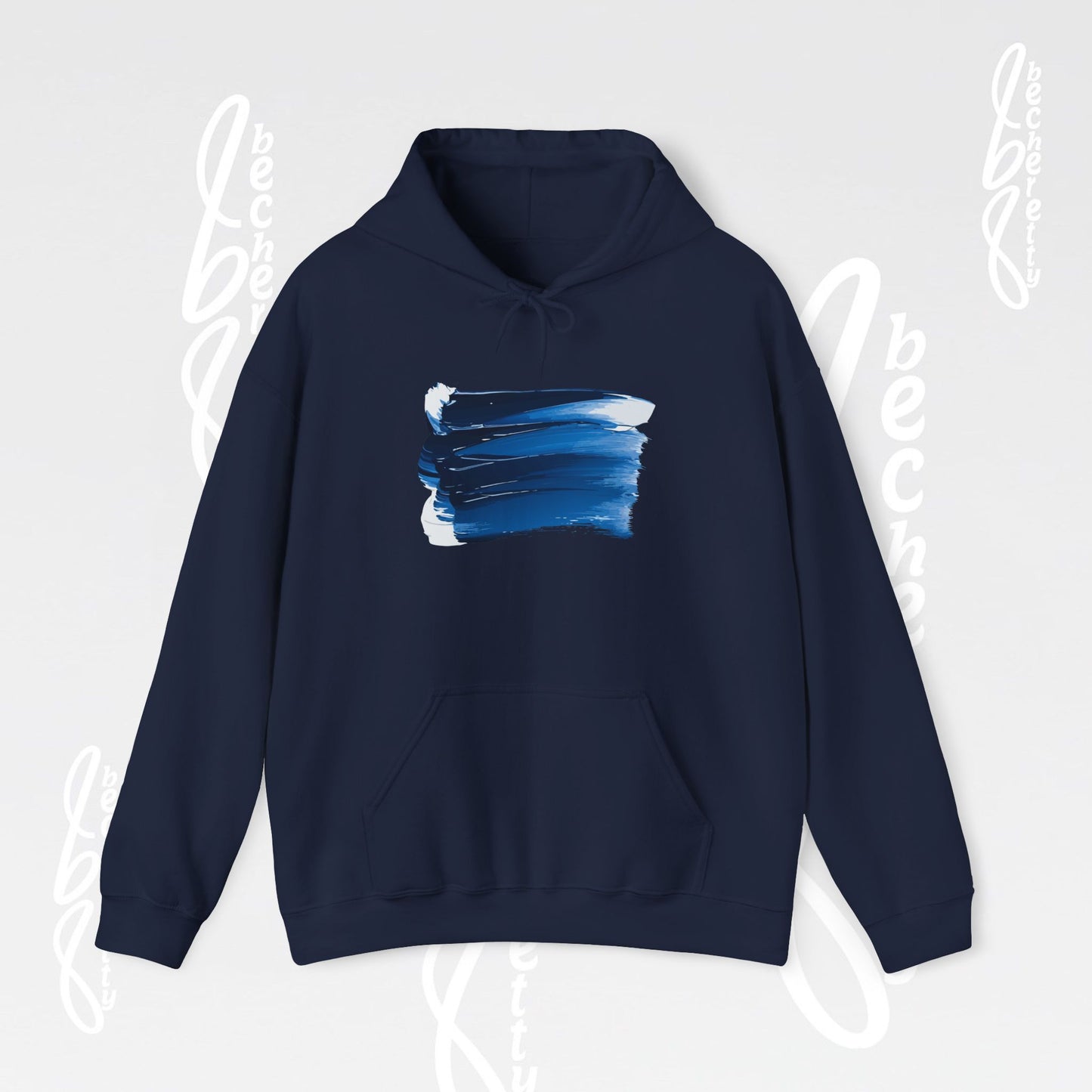 Abstract Blue Brushstroke Hoodie - Art Graphic Becheretty - Comfort and style with this Unisex Heavy Blend