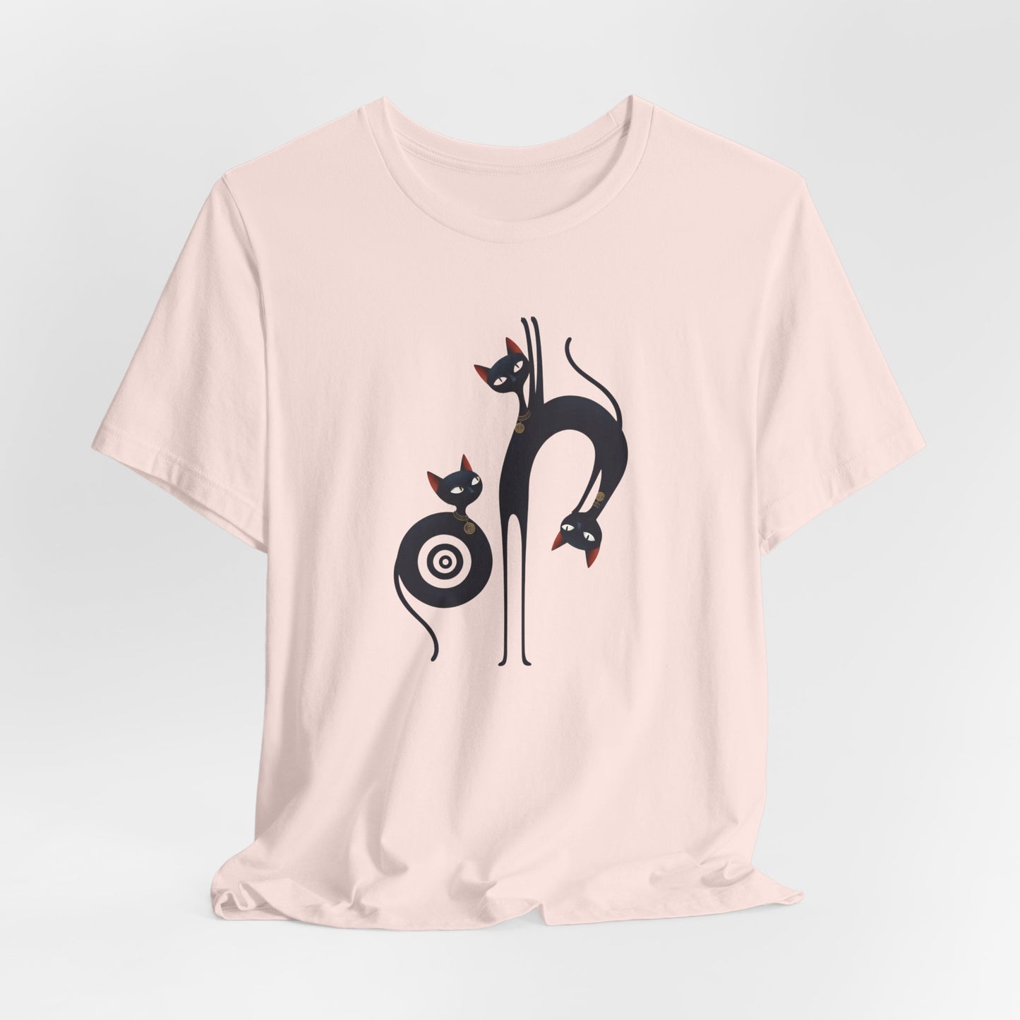 Graphic T-Shirt "Cat Trio" Design Surrealist & Minimalist Becheretty - Artful presence , casual wear.