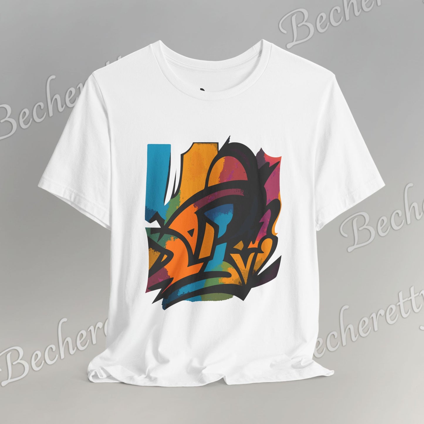 "Neon Fracture" — T-Shirt Becheretty - It captures the aesthetic of the shapes while nodding to those electric 80s/90s colors.