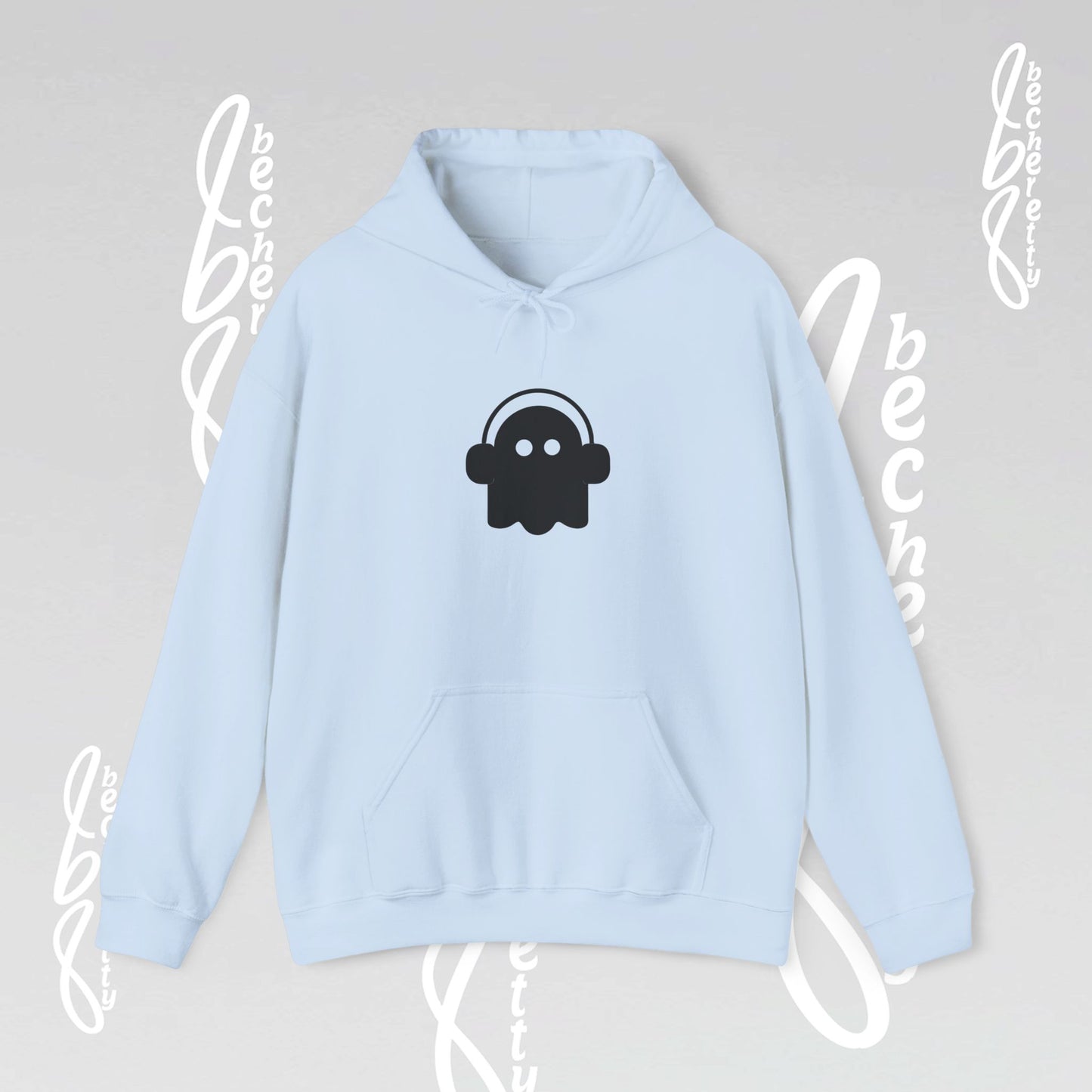 Funny Ghost Hoodie - Art Graphic Minimalist Becheretty "Ghost Headphone"